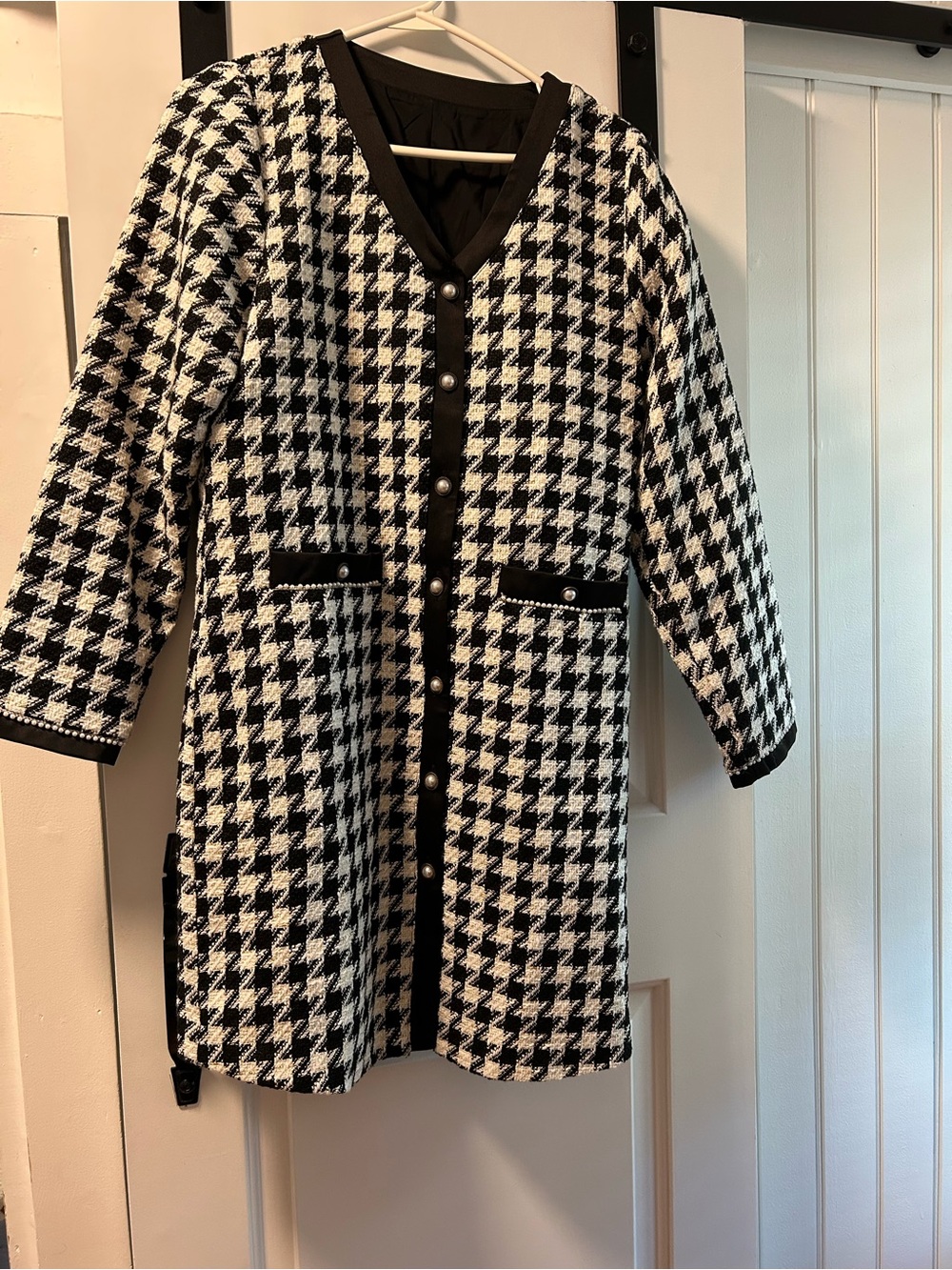 Black & White Houndstooth Tweed Dress